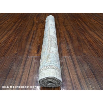 Oushak And Peshawar Wool Hand Knotted Rug Ivory Blue 3.1X5.9 -O089365