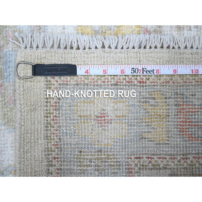 Oushak And Peshawar Wool Hand Knotted Rug Ivory Blue 3.1X5.9 -O089365