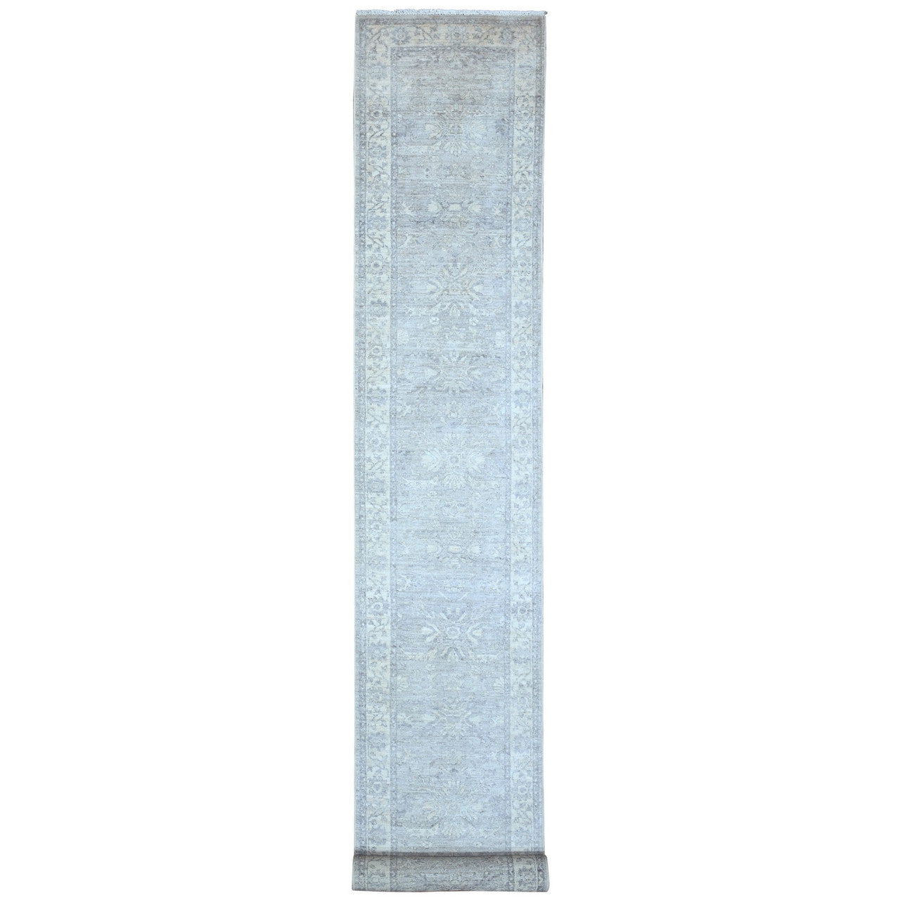Gray 2'6" x 17'9" Oushak And Peshawar Hand knotted Wool Rug - Sku: O089374