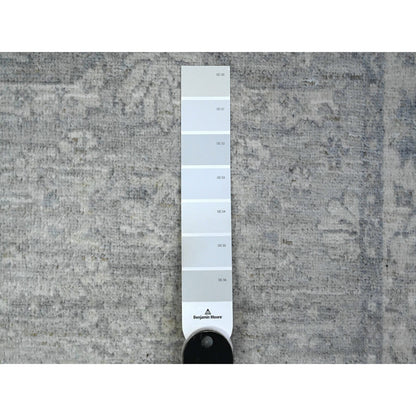 Oushak And Peshawar Wool Hand Knotted Rug Grey Ivory 2.6X17.9 -O089374