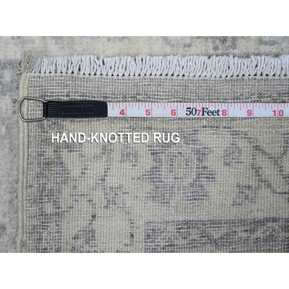 Oushak And Peshawar Wool Hand Knotted Rug Grey Ivory 2.6X17.9 -O089374