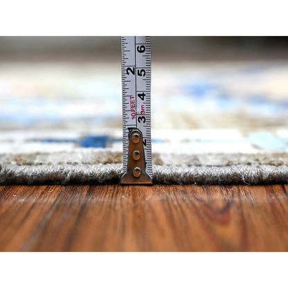 Oushak And Peshawar Wool Hand Knotted Rug Grey Silver 3.8X11.4 -O089375