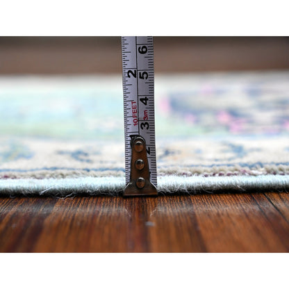 Kazak Wool Hand Knotted Rug Green Silver Gray 1.10X2.10 -O089387