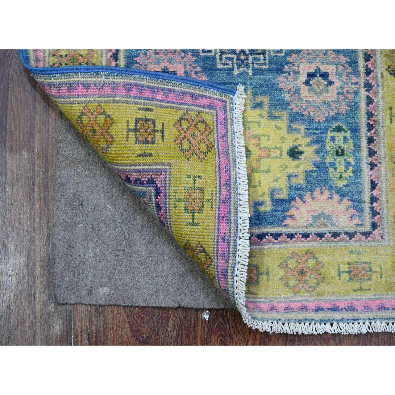 Blue 2'1" x 2'6" Kazak Hand knotted Wool Rug - Sku: O089388