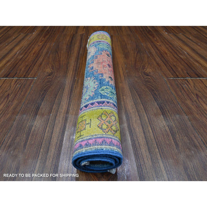 Kazak Wool Hand Knotted Rug Blue Green 2.1X2.6 -O089388