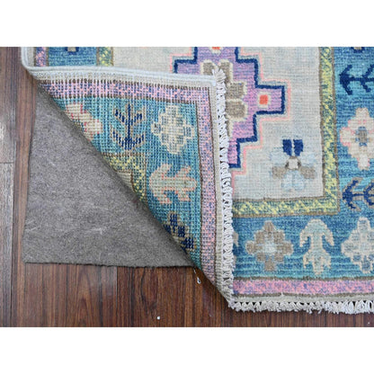 Kazak Wool Hand Knotted Rug Grey Blue 1.10X2.11 -O089390