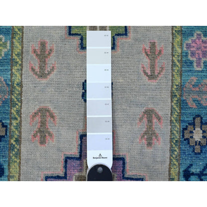 Kazak Wool Hand Knotted Rug Grey Blue 1.10X2.11 -O089390
