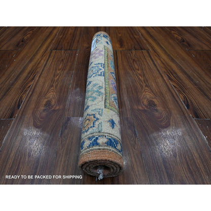 Kazak Wool Hand Knotted Rug Orange Ivory 2.1X2.10 -O089391