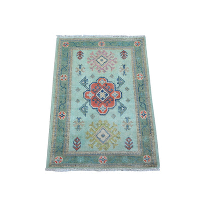Kazak Wool Hand Knotted Rug Blue Green 2.1X2.11 -O089392
