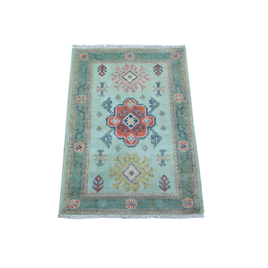 Kazak Wool Hand Knotted Rug Blue Green 2.1X2.11 -O089392