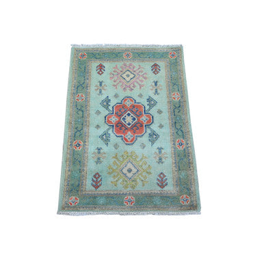 Kazak Wool Hand Knotted Rug Blue Green 2.1X2.11 -O089392