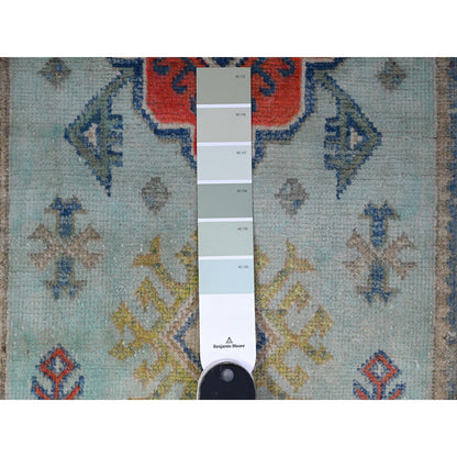 Kazak Wool Hand Knotted Rug Blue Green 2.1X2.11 -O089392