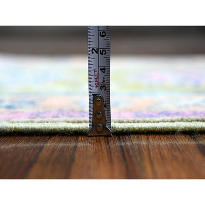 Kazak Wool Hand Knotted Rug Green Pink 1.10X3.0 -O089393