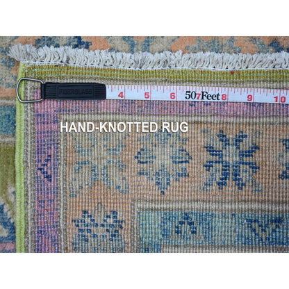 Kazak Wool Hand Knotted Rug Green Pink 1.10X3.0 -O089393