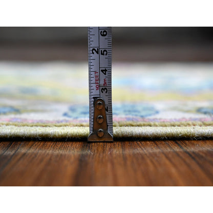 Kazak Wool Hand Knotted Rug Green Ivory 1.11X3.2 -O089395