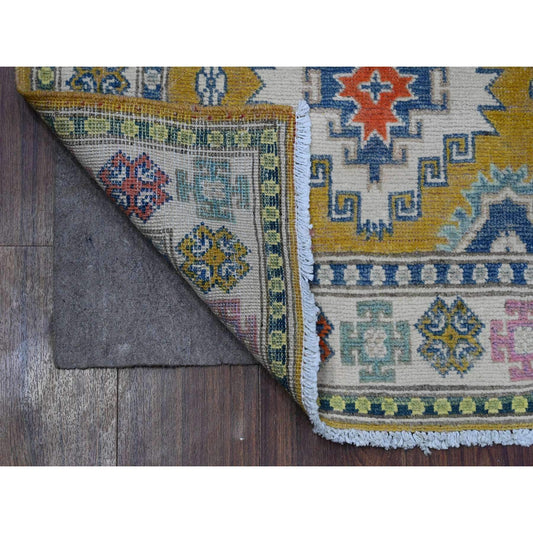 Kazak Wool Hand Knotted Rug Yellow Ivory 2.7X4.4 -O089397