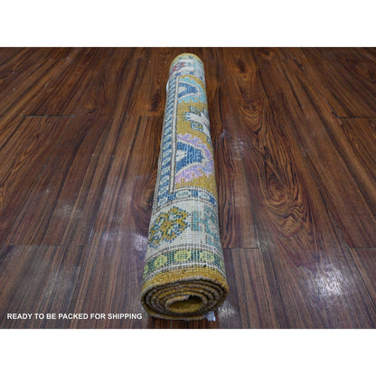 Kazak Wool Hand Knotted Rug Yellow Ivory 2.7X4.4 -O089397