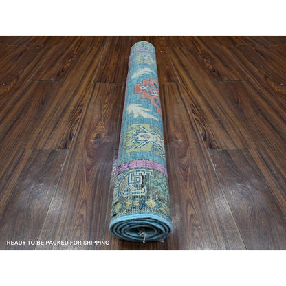 Kazak Wool Hand Knotted Rug Blue Gray 3.2X4.10 -O089398