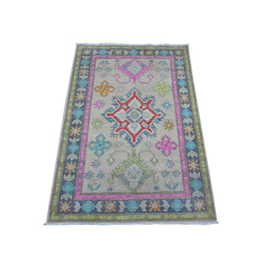 Kazak Wool Hand Knotted Rug Grey Slate Gray 3.2X4.8 -O089399