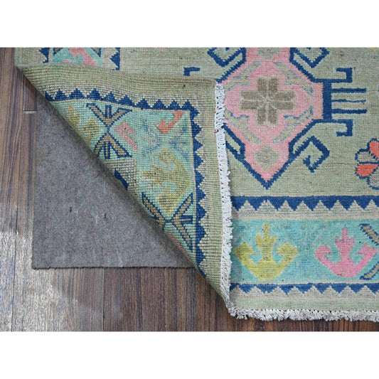 Kazak Wool Hand Knotted Rug Grey Blue 2.10X4.0 -O089400