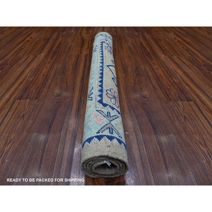 Kazak Wool Hand Knotted Rug Grey Blue 2.10X4.0 -O089400
