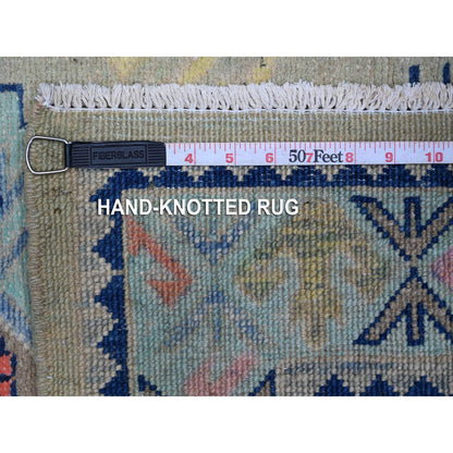 Kazak Wool Hand Knotted Rug Grey Blue 2.10X4.0 -O089400