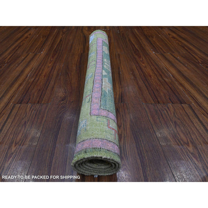 Kazak Wool Hand Knotted Rug Green Olive Green 2.9X3.10 -O089402