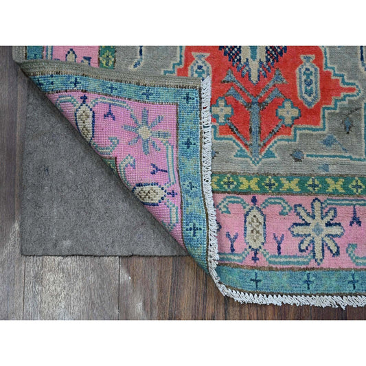 Kazak Wool Hand Knotted Rug Grey Delicate Rose Pink 2.7X4.5 -O089403