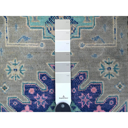 Kazak Wool Hand Knotted Rug Grey Delicate Rose Pink 2.7X4.5 -O089403