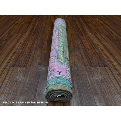Kazak Wool Hand Knotted Rug Grey Delicate Rose Pink 2.7X4.5 -O089403