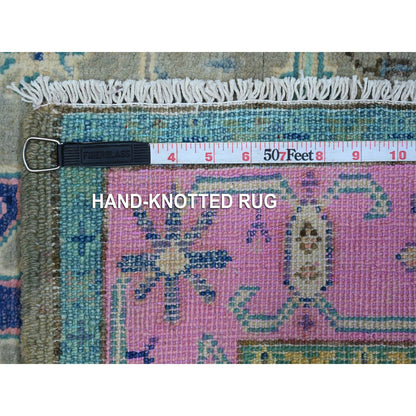 Kazak Wool Hand Knotted Rug Grey Delicate Rose Pink 2.7X4.5 -O089403