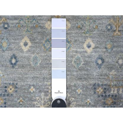 Tribal & Geometric Wool Hand Knotted Rug Grey Gray 3.2X4.10 -O089407