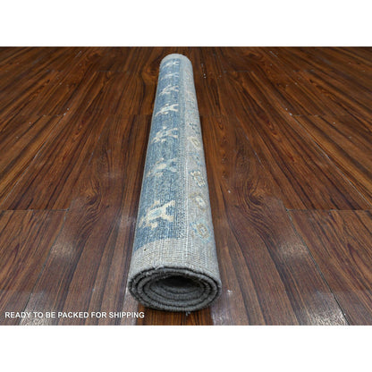 Tribal & Geometric Wool Hand Knotted Rug Grey Gray 3.2X4.10 -O089407