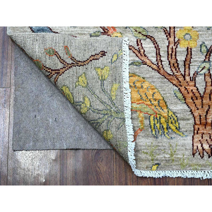 Oushak And Peshawar Wool Hand Knotted Rug Grey No Border 2.9X9.8 -O089413