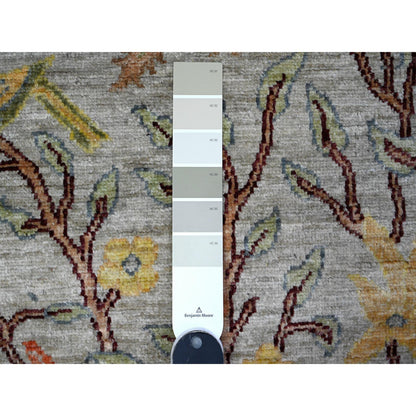 Oushak And Peshawar Wool Hand Knotted Rug Grey No Border 2.9X9.8 -O089413