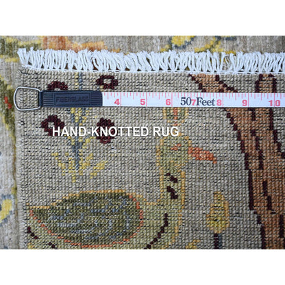 Oushak And Peshawar Wool Hand Knotted Rug Grey No Border 2.9X9.8 -O089413