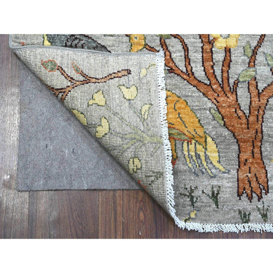 Oushak And Peshawar Wool Hand Knotted Rug Grey No Border 2.6X9.6 -O089415