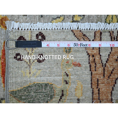 Oushak And Peshawar Wool Hand Knotted Rug Grey No Border 2.6X9.6 -O089415
