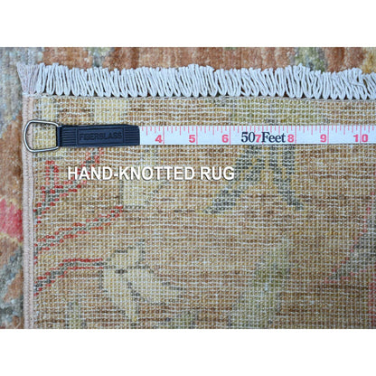 Oushak And Peshawar Wool Hand Knotted Rug Brown No Border 2.7X11.9 -O089416