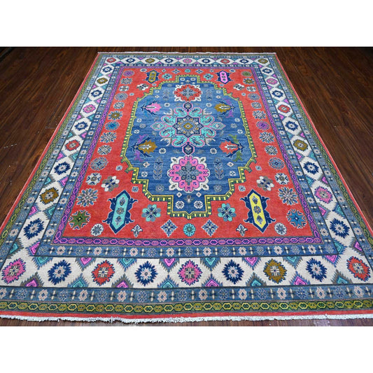 Kazak Wool Hand Knotted Rug Red Ivory 8.0X10.1 -O089418