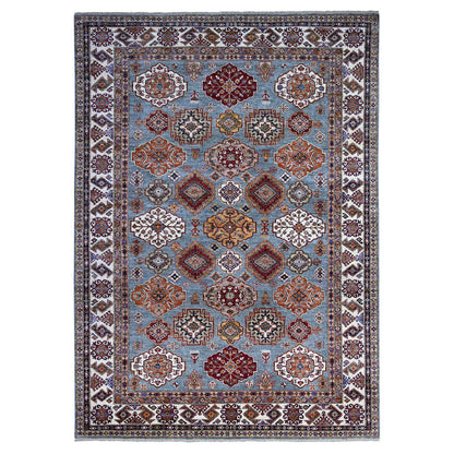 Kazak Wool Hand Knotted Rug Grey Ivory 9.0X12.5 -O089422