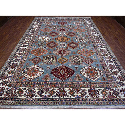 Kazak Wool Hand Knotted Rug Grey Ivory 9.0X12.5 -O089422