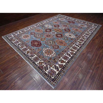 Kazak Wool Hand Knotted Rug Grey Ivory 9.0X12.5 -O089422