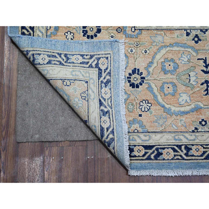 Overdyed & Vintage Wool Hand Knotted Rug Blue Peach 8.7X12.2 -O089423