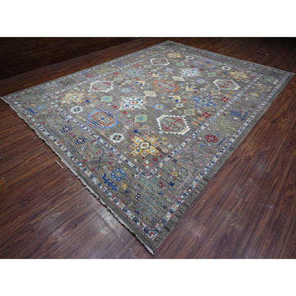 Heriz Wool Hand Knotted Rug Grey Gray 10.2X13.6 -O089425
