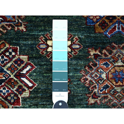 Kazak Wool Hand Knotted Rug Green Ivory 6.0X9.0 -O089429