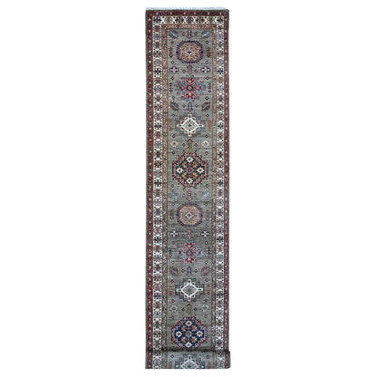 Kazak Wool Hand Knotted Rug Grey Ivory 2.8X20.10 -O089432