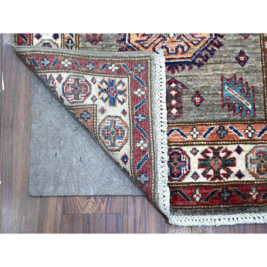 Kazak Wool Hand Knotted Rug Grey Ivory 2.8X20.10 -O089432