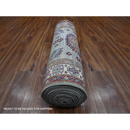 Kazak Wool Hand Knotted Rug Grey Ivory 2.8X20.10 -O089432