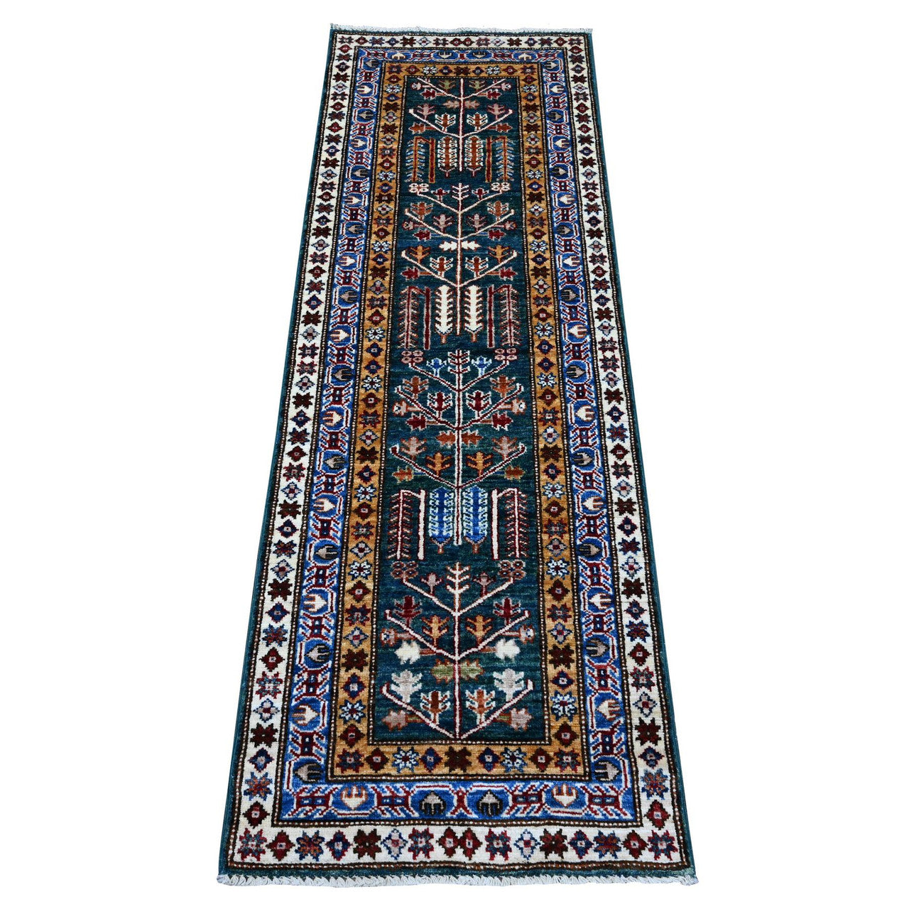 Green 1'11" x 5'8" Kazak Hand knotted Wool Rug - Sku: O089437